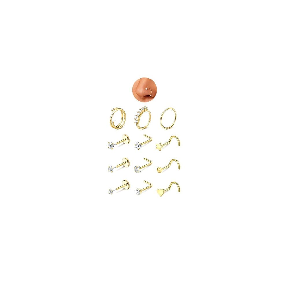 Nose Rings for Women - 14K Gold Filled Hypoallergenic Surgical Steel Nose